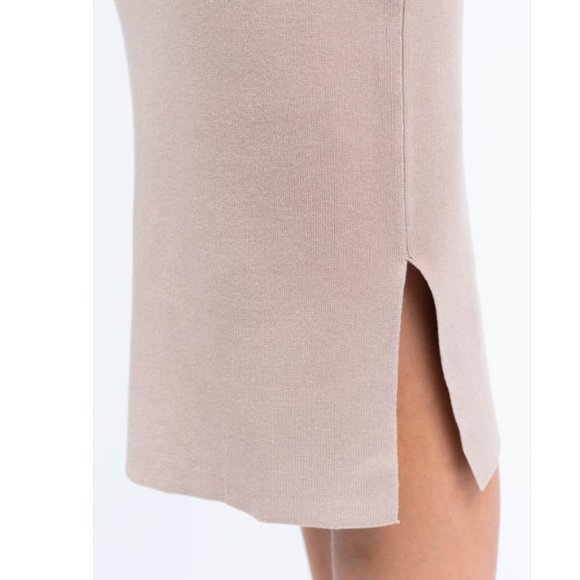 New Nude Taupe Sleeveless Midi Sweater Dress - Picture 7 of 12